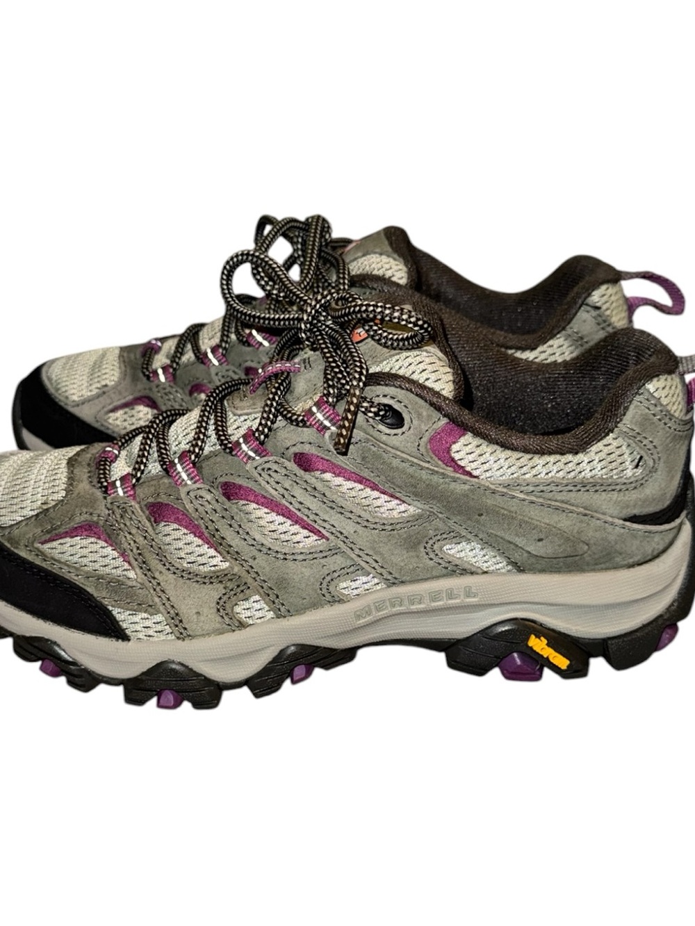 Women’s Merrell Moab 3 Trail Running Shoes - Gray/green with Purple Accents - Picture 4 of 7